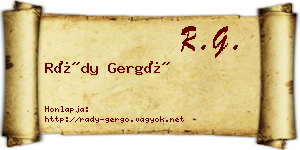 Rády Gergő névjegykártya